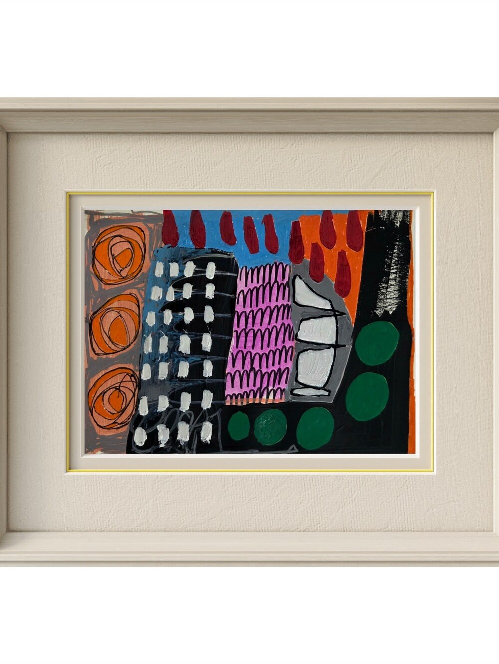 Abstract Mixed-Color Art - Pink, Green, Orange Accents